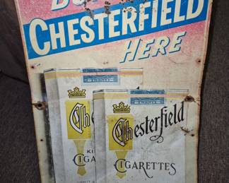 "Buy Chesterfield Here" metal sign 