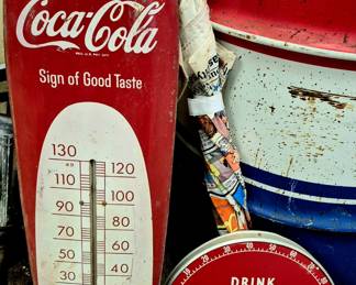 Coca-Cola thermometers (no glass on roundthermometer)