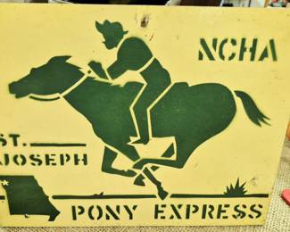 Much, much St. Joseph, MO collectibles. "St. Joseph Pony Express NCHA" sign