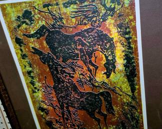 Framed signed and numbered print "Two Horses" by Loi Lebadang 118/245 