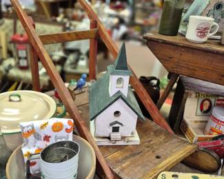 Cool primitive red paint wood sled w/ iron trim wood runners