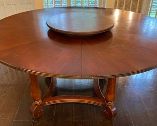 44. Ethan Allen Round Dining Table w/ 1 Leaf (60" x 30")