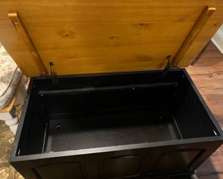104. Black Toy Chest w/ Pine Top (36" x 19" x 20")