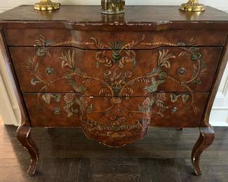 31. Red Painted 3 Drawer Chest (38" x 16" x 33") (as is)