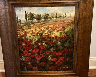 66. Signed Oil on Canvas of Poppy Field by R. Crowell (30" x 34")