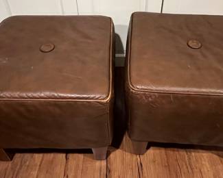 77. Pair of Ethan Allen Ottomans (21" x 21" x 18") (as is)