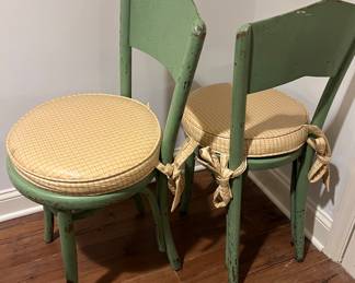 57. Set of 4 Vintage Green Side Chairs