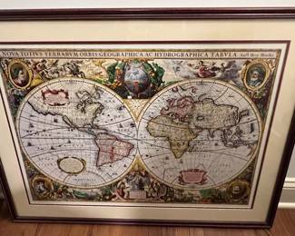 59. Framed Map of the World Print (36.5" x 38")