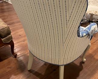 54. Blue & White Upholstered Accent Chair (26" x 23" x 36")
