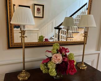 32. Pair of Brass Candlestick Lamps (24")