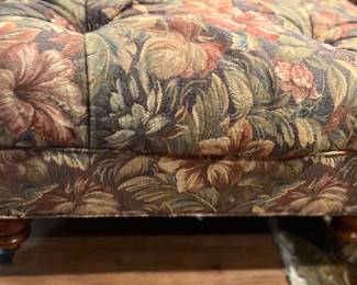 106. Floral Tufted Ottoman on Casters (42" x 30" x 16")