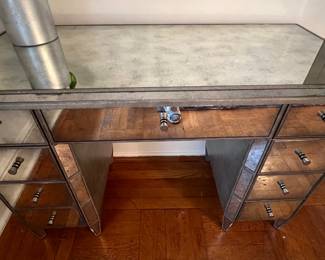 21. Smoked Mirror 10 Drawer Desk (47.5" x 20" x 31")
