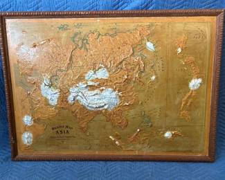 1907 relief map of Asia by the Atlas School Supply Co