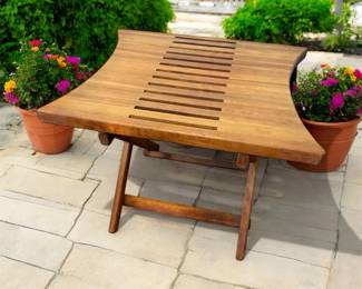 Folding Outdoor Teak Side Table
