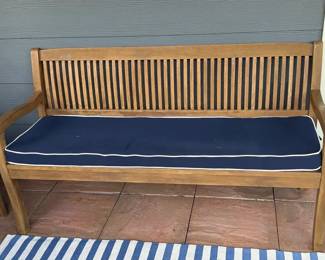 Wood Patio Bench With Sunbrella Pad