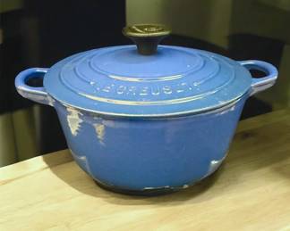 Vintage LE CREUSET 18 Cobalt Blue Enamel Cast Iton Round Dutch Oven,2QT
