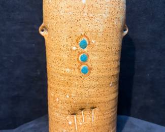 Handmade Signed Studio Art Stoneware Pottery Vase