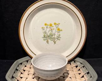 Hand Built Lattice Stoneware Platter More