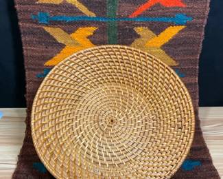 Zapotec Wool Rug Woven Rattan Basket
