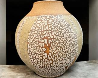 Bruning Studio Art Pottery Crackled Glazed Pot