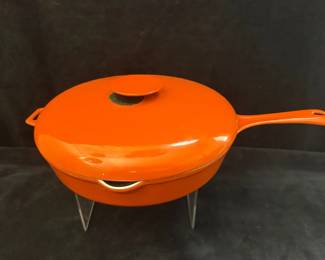 Copco Burnt Orange Cast Iron Enameled Skillet W Lid