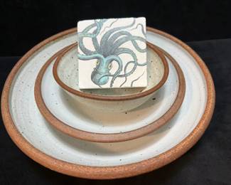 Matte White Hand Thrown Stoneware Trivet Coaster