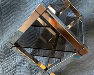 Chrome And Smoked Glass Accent Table
