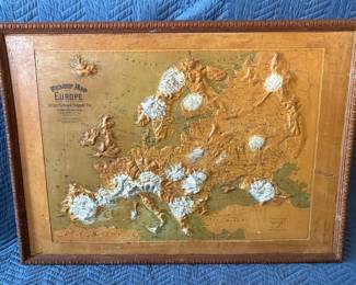 1907 Relief Map of Europe by the Atlas School Supply Co
