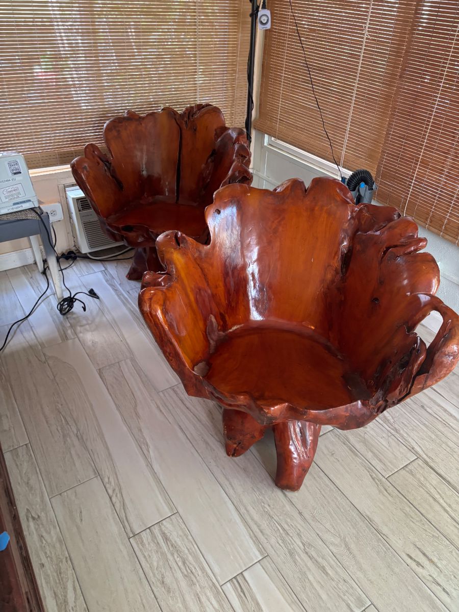 Amazing pair of root swivel chairs
