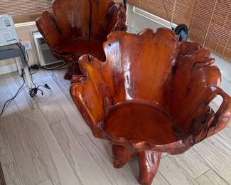 Amazing pair of root swivel chairs 
