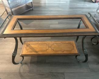 Console table w/ glass top: 51" long x 20" deep x 30" tall