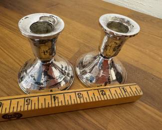 Pair of sterling candle holders weighted