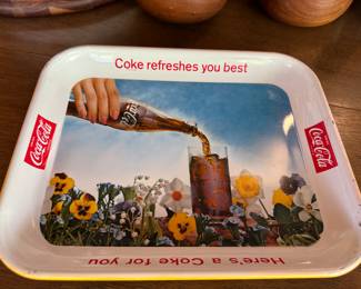 Classic Coca Cola metal tray, Refreshes you!