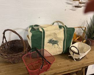 Baskets and heavy moose tote