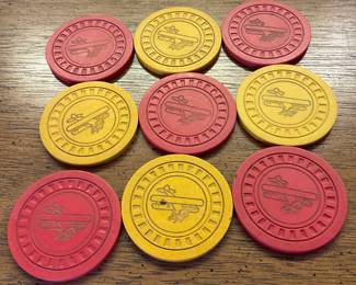 Vintage poker chips believed to be from early Central City Saloon