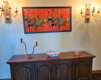 Credenza with vibrant art
