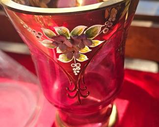 Antique handpainted glass