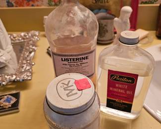 Vintage products in glass bottles