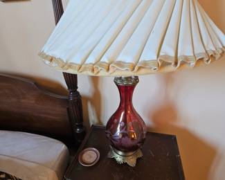 nightstand with lamp, both pairs