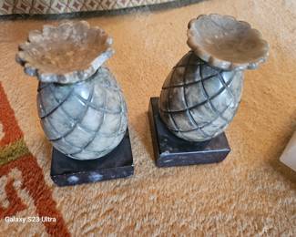 Marble bookends, one chipped 