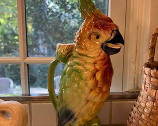 Antique French Saint Clement Majolica Cockatoo Pitcher~ $60.00