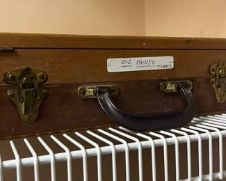 Antique Oil Paints Wooden Box