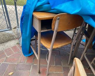 SCHOOL DESK & CHAIR (3) W/EXTRA CHAIRS
