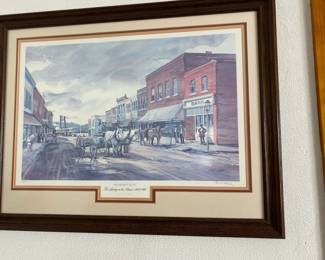ART PRINT "WESTON: THE LANDING ON THE MISSOURI 1837-1987" BY ERNST ULMER. (HISTORICAL STREET SCENE IN WESTON" (2)