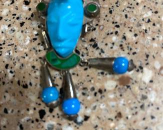 TURQUOISE & STERLING NECKLACE; ALSO COSTUME JEWELRY
