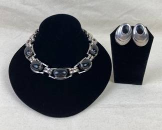 Taxco Sterling and Onyx Set