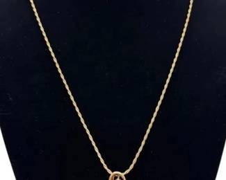 14K Yellow Gold Tested Diamond , Ruby and Sapphire Pendant * 3.6g * 14K GF Chain