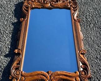 Ornately Carved Wooden Mirror