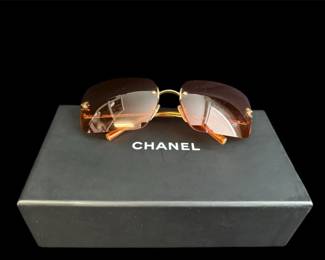 Genuine Chanel Amber Tone Sunglasses with Box