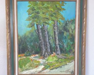 Lovely Vintage Framed Painting By M. Syberta